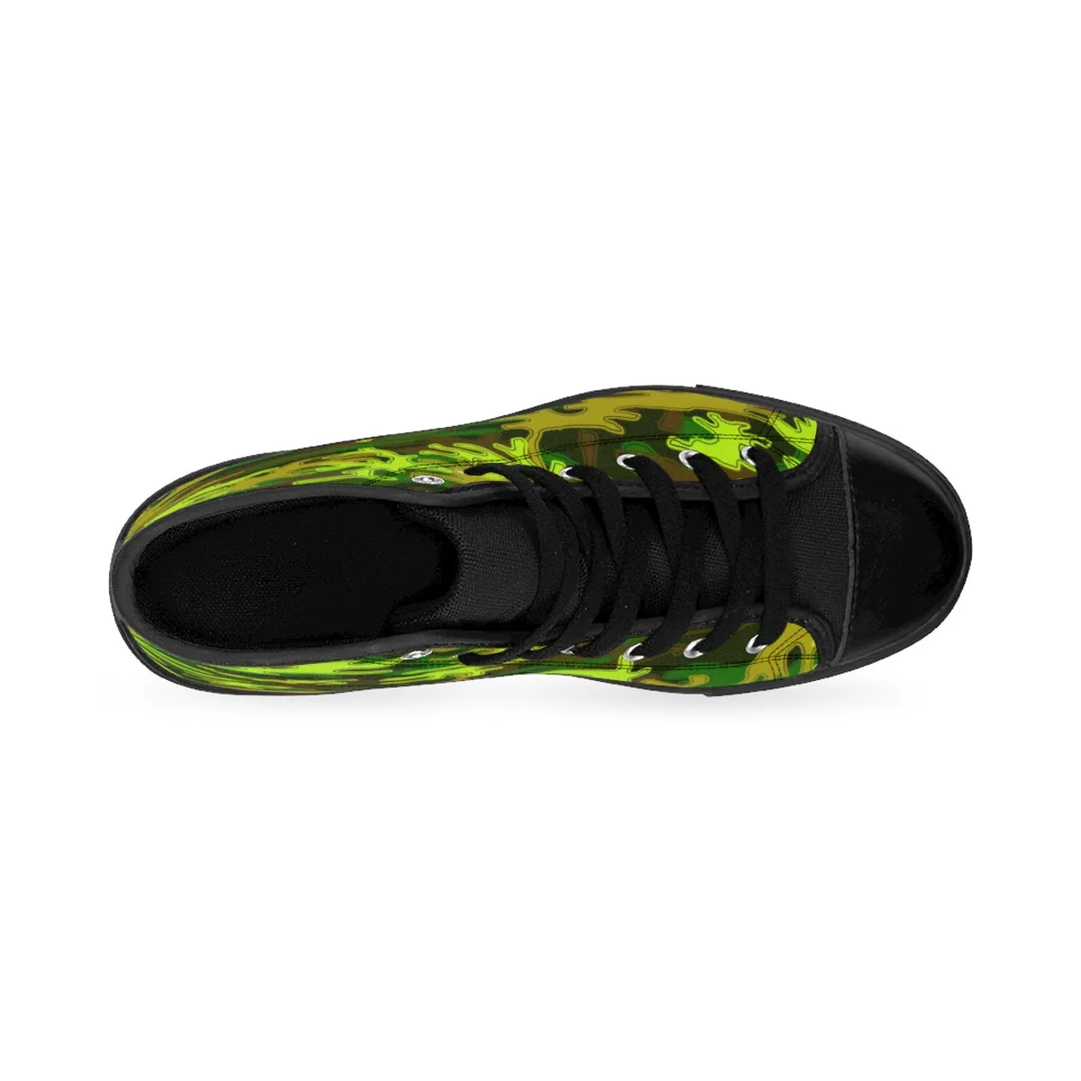 Green Camo Men's Sneakers, Camouflage Army Military High Top Tennis Running Shoes