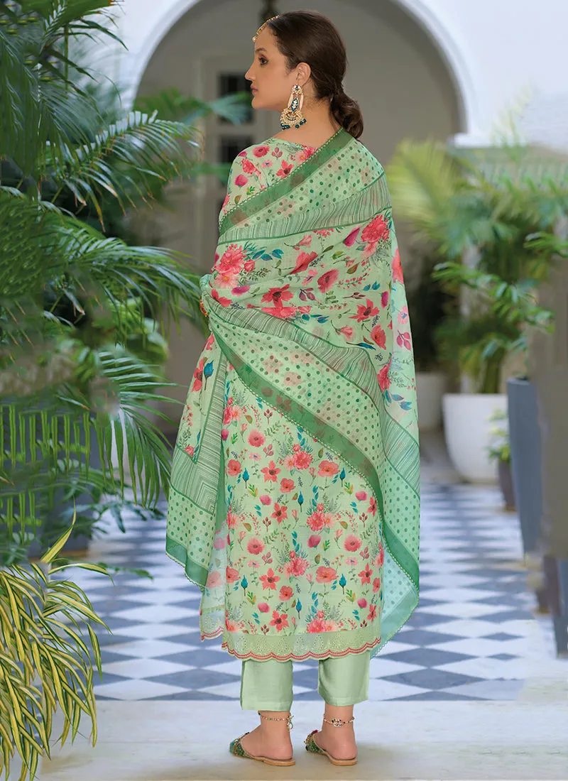 Green Floral Gota Patti Embroidered Salwar Kameez