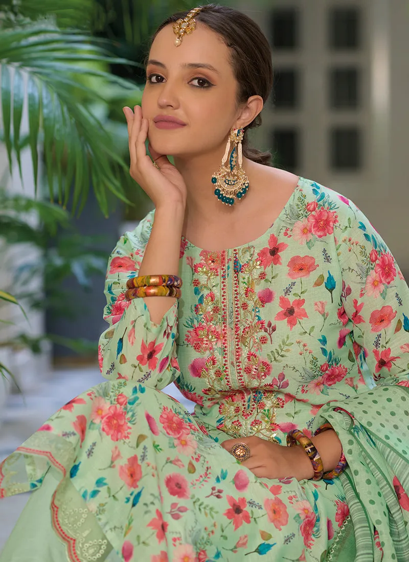 Green Floral Gota Patti Embroidered Salwar Kameez