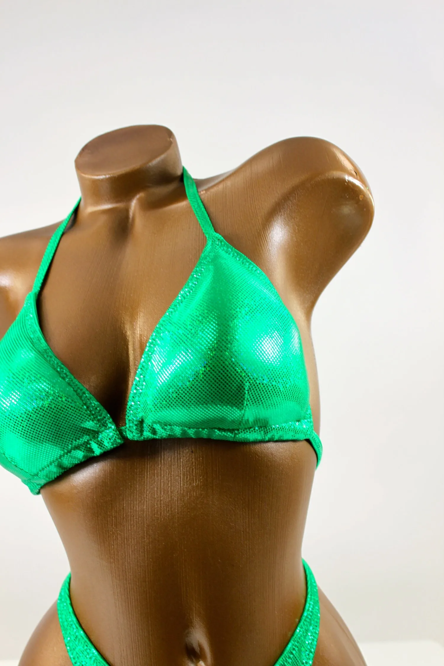 Green Hologram Spandex Posing Suit