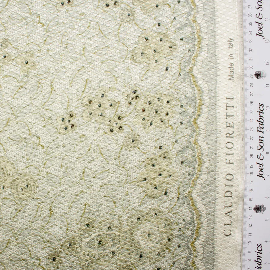 Green Lace Print Cloqué