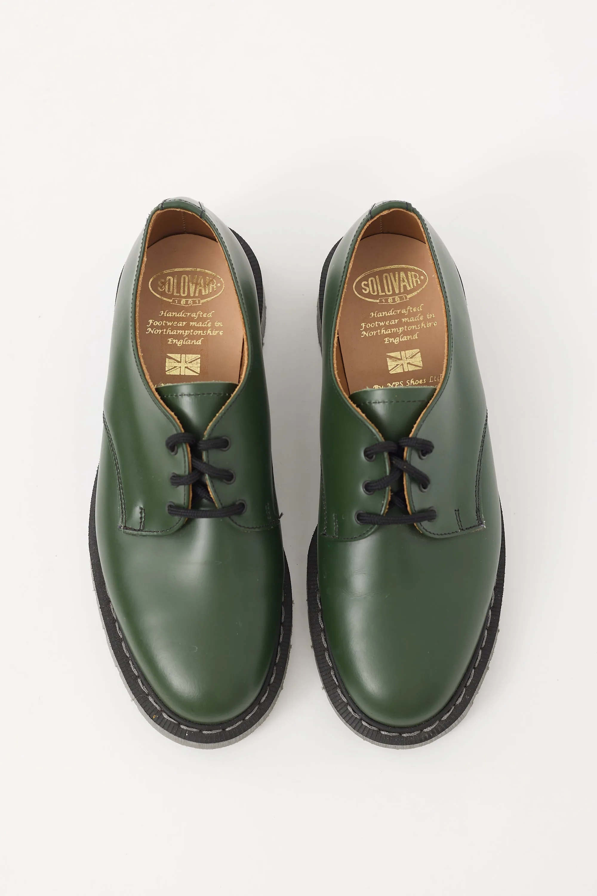 Green Leather 3-Eye Gibson Derby