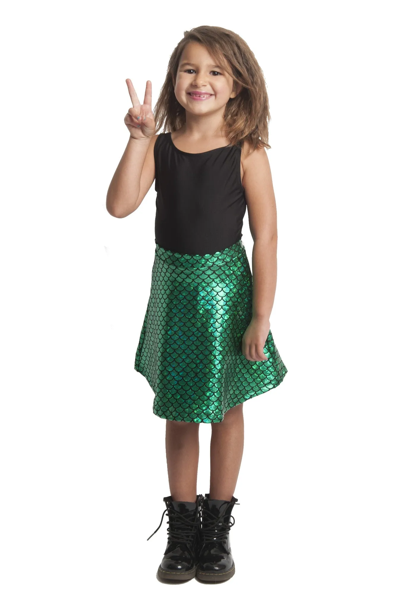 Green Mermaid Kids Skater Skirt