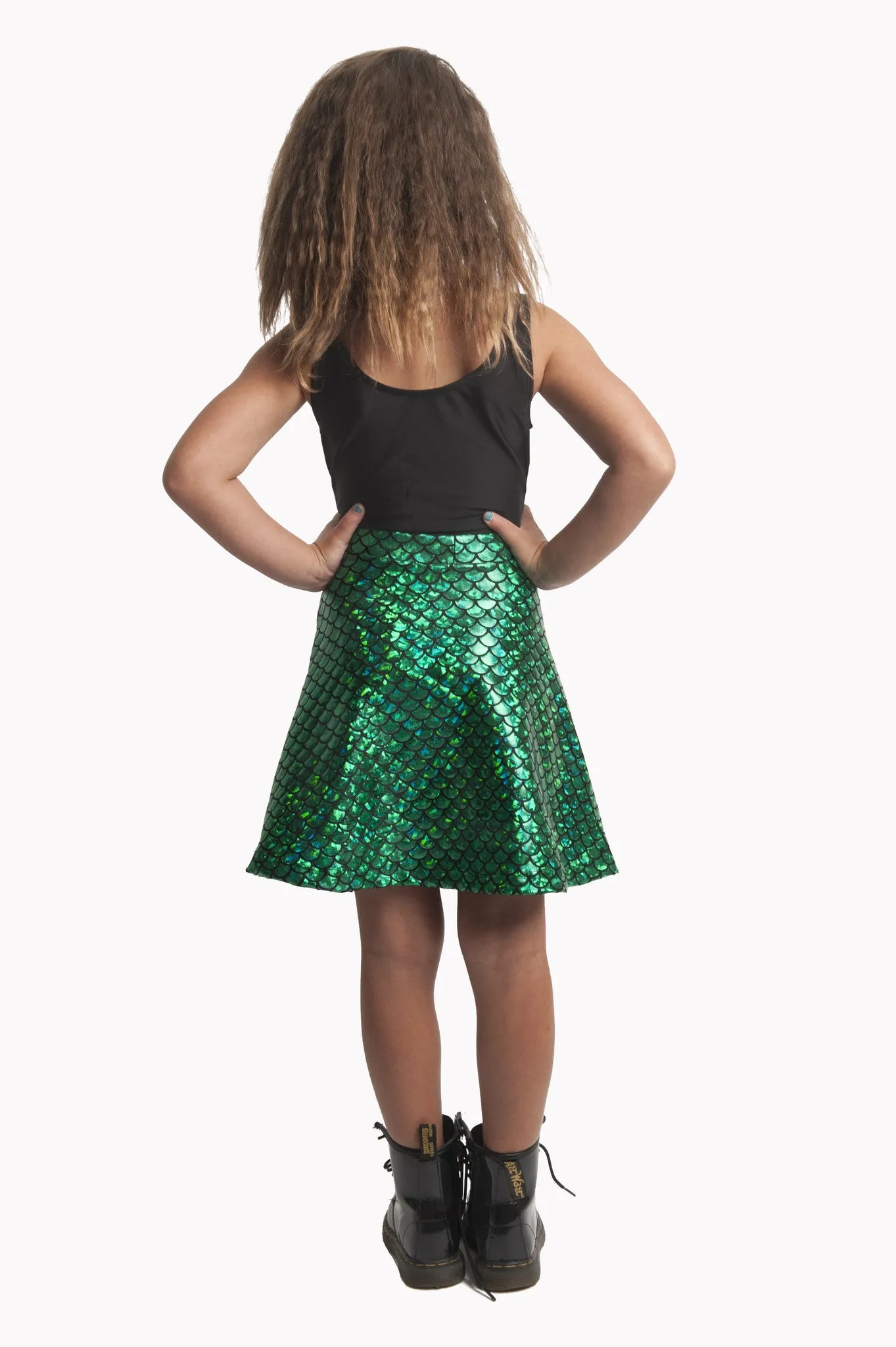 Green Mermaid Kids Skater Skirt