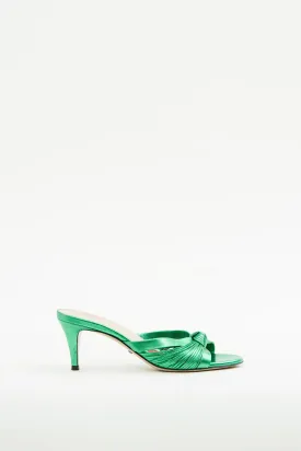 Green Metallic Knotted Heel