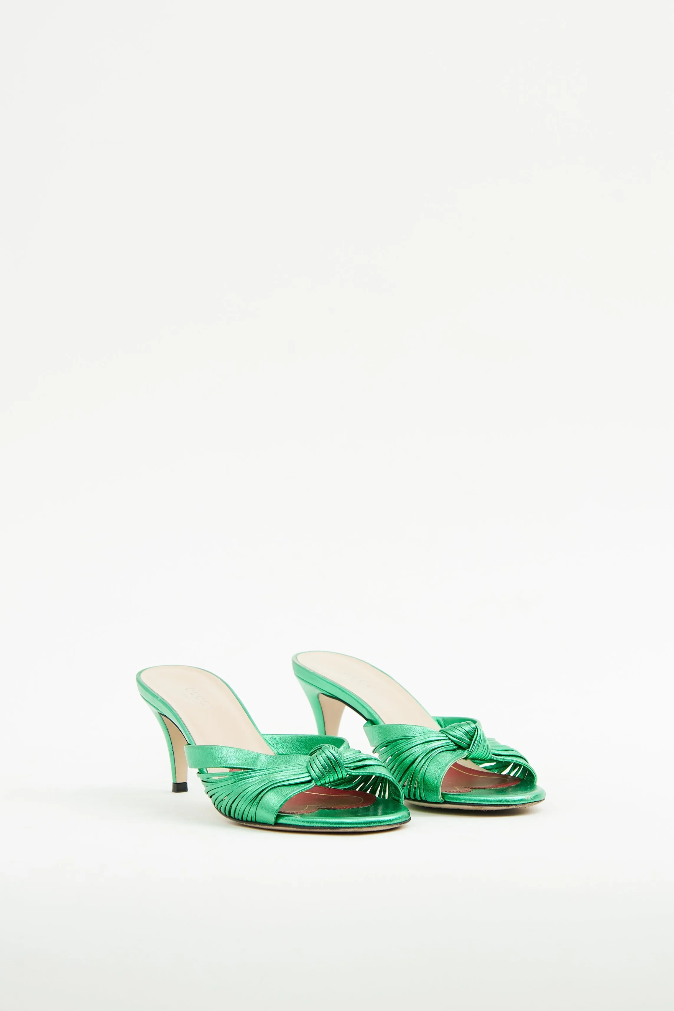 Green Metallic Knotted Heel