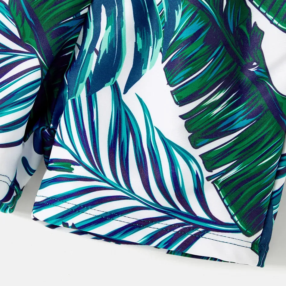 Green Palm Leaves Matching Family Bathing Suit