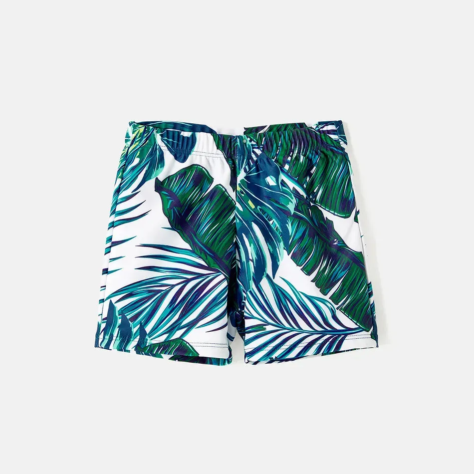 Green Palm Leaves Matching Family Bathing Suit