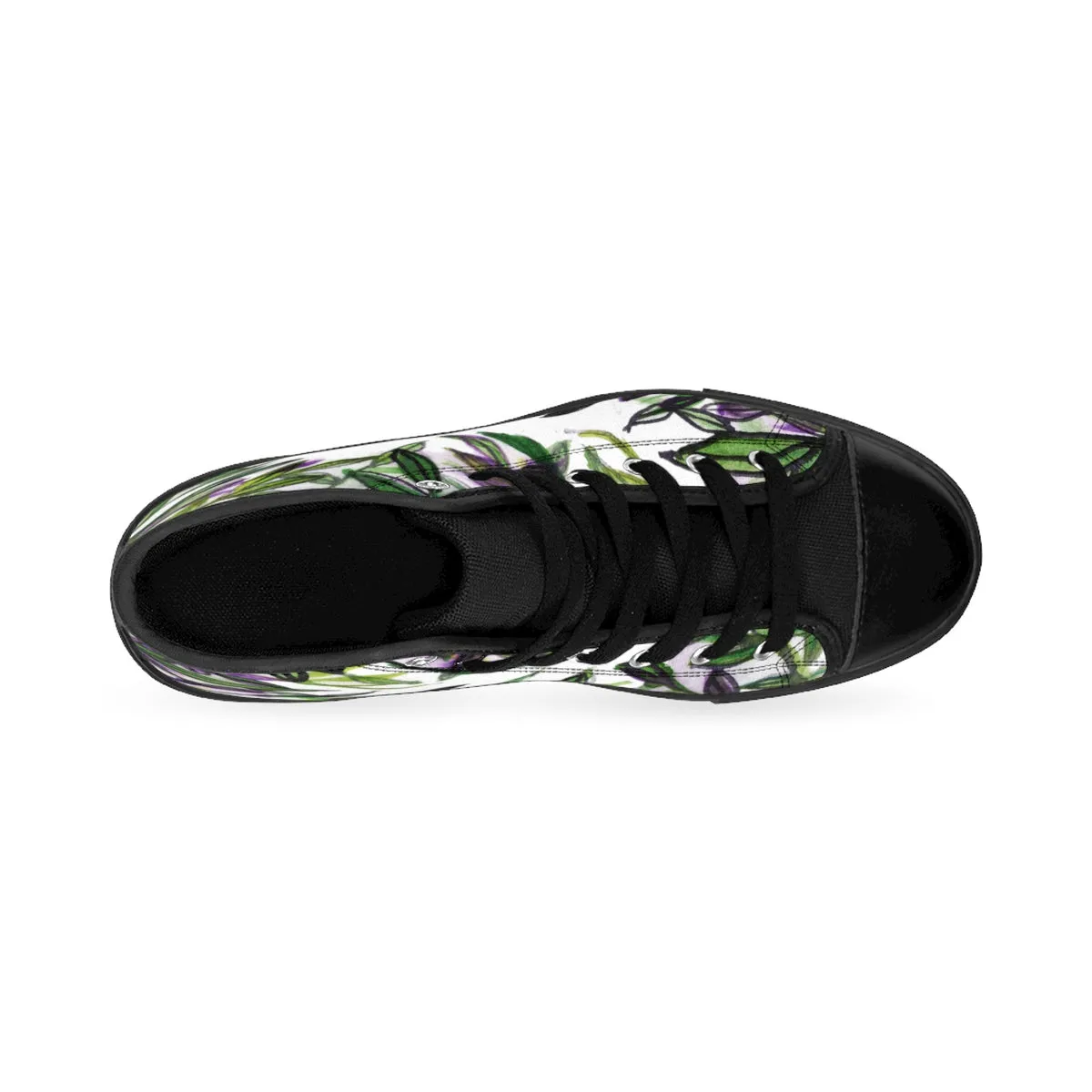 Green Tropical Leaf Men's Sneakers, Tropical Print Men's High-top Tennis Running Shoes