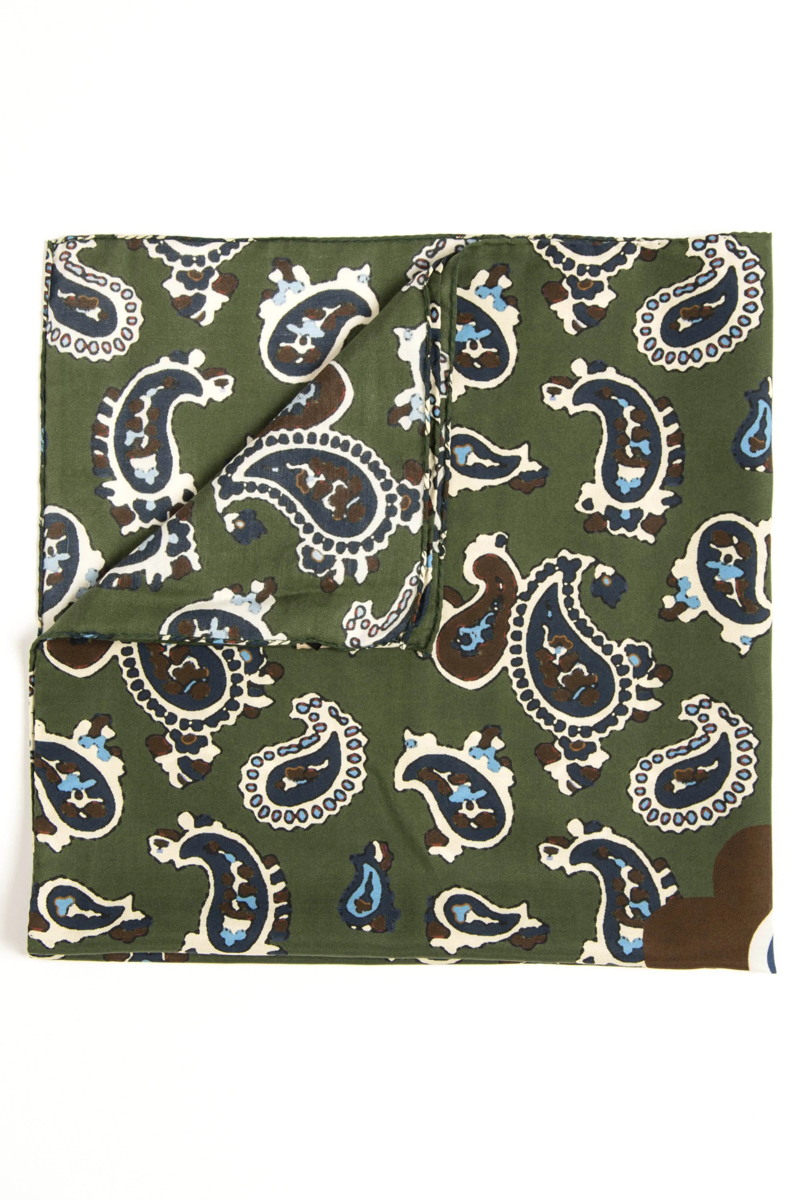 Green Ultra Soft Silk & Cotton Paisley Scarf 60