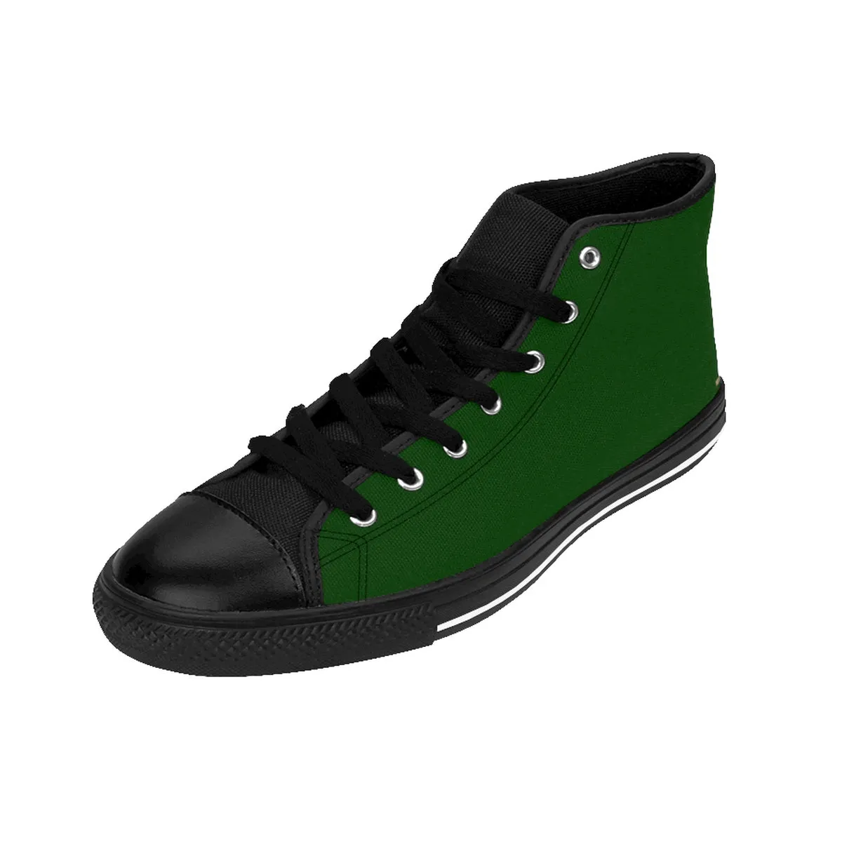 Green Women's High Top Sneakers, Solid Green Color Women's High Top Running Tennis Shoes (US Size: 6-12)