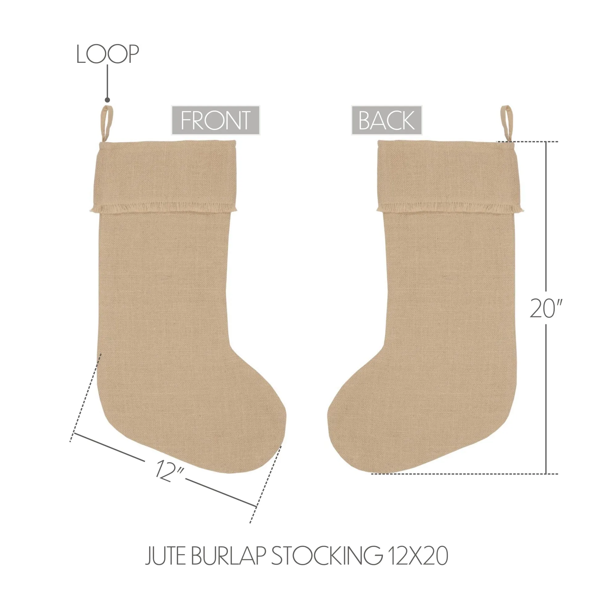 Greetings Jute Burlap Tan Stocking 12x20