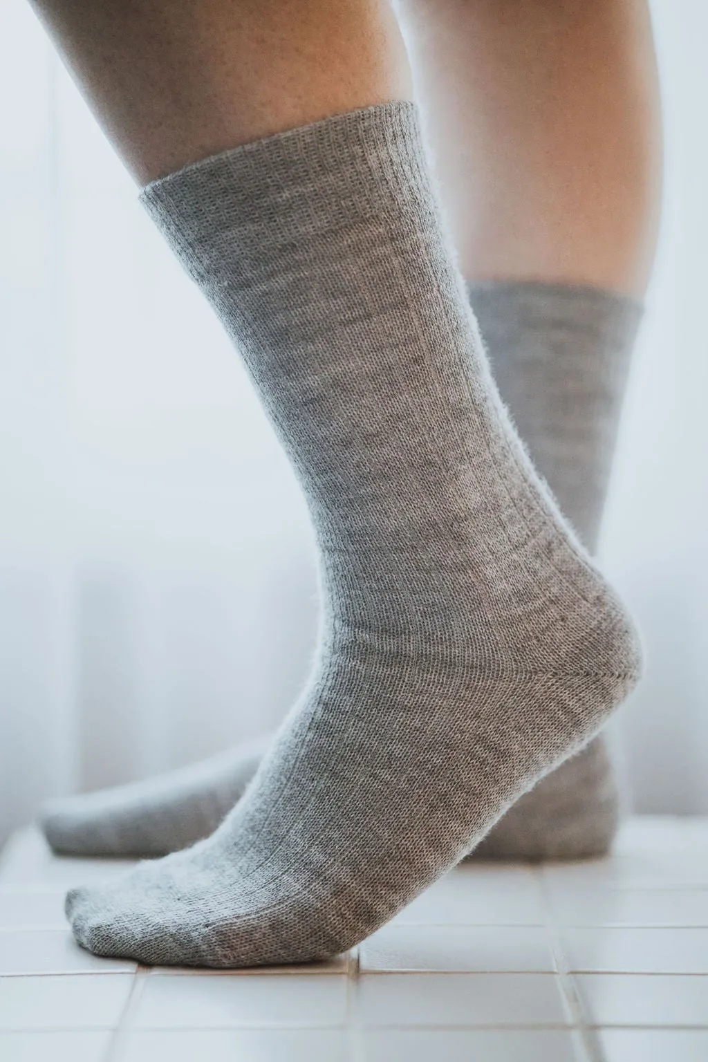 Grey Alpaca Socks: Large