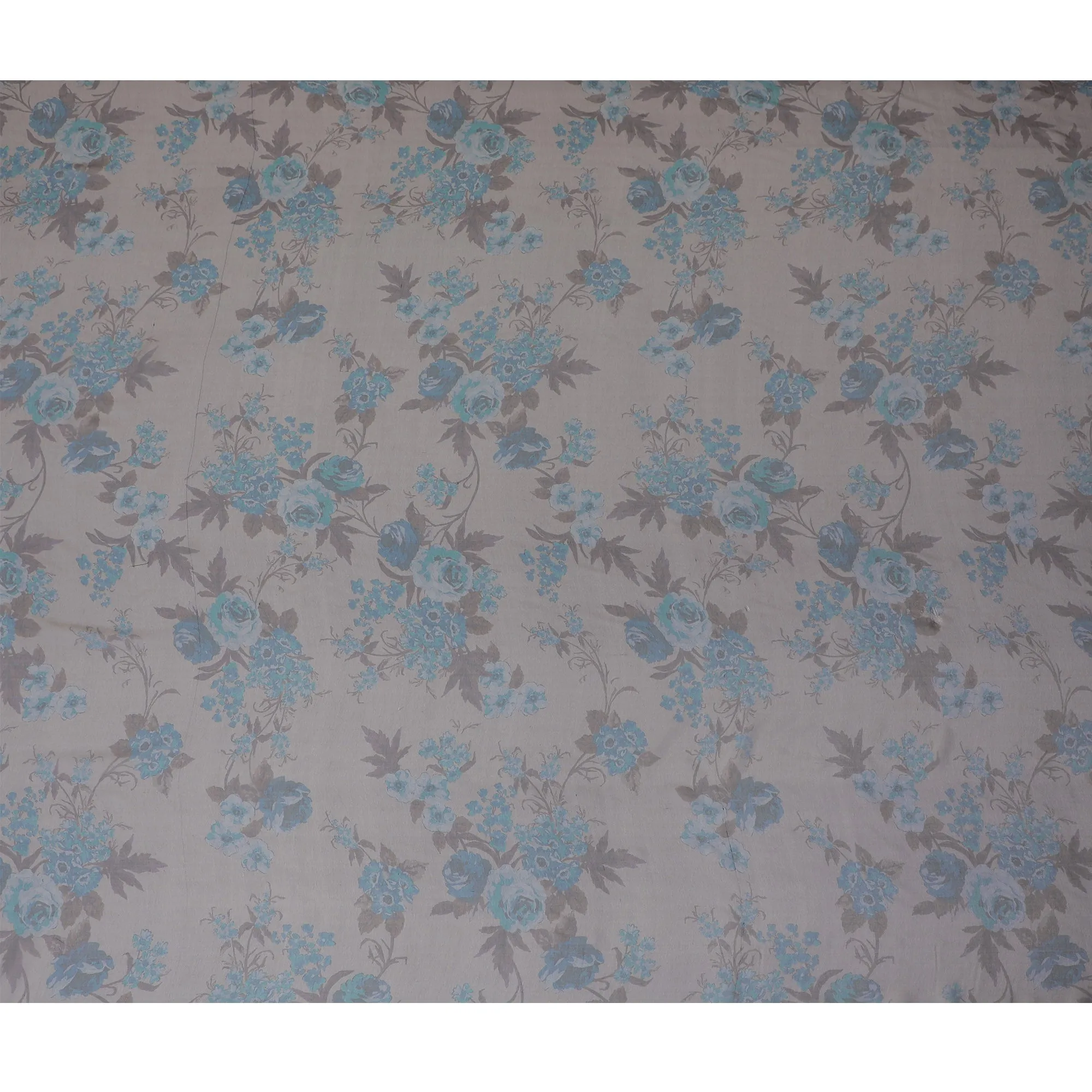 Grey and Blue Floral Pure Silk Chiffon Fabric, 110 cms, South Korea-D19883