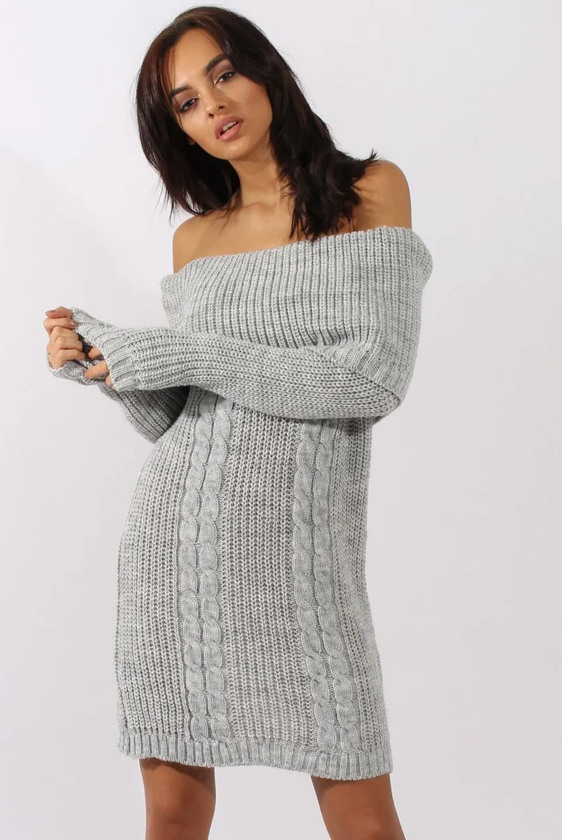 Grey Bardot Heavy Knit Jumper Dress - Suzy