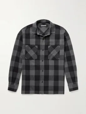 Grey checked cotton-flannel shirt