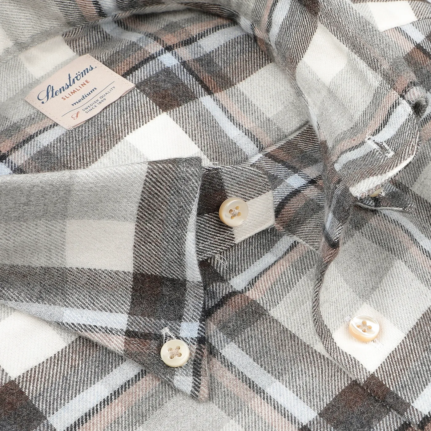 Grey Checked Cotton Flannel Slimline BD Shirt