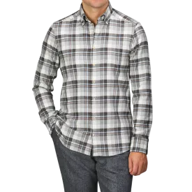 Grey Checked Cotton Flannel Slimline BD Shirt