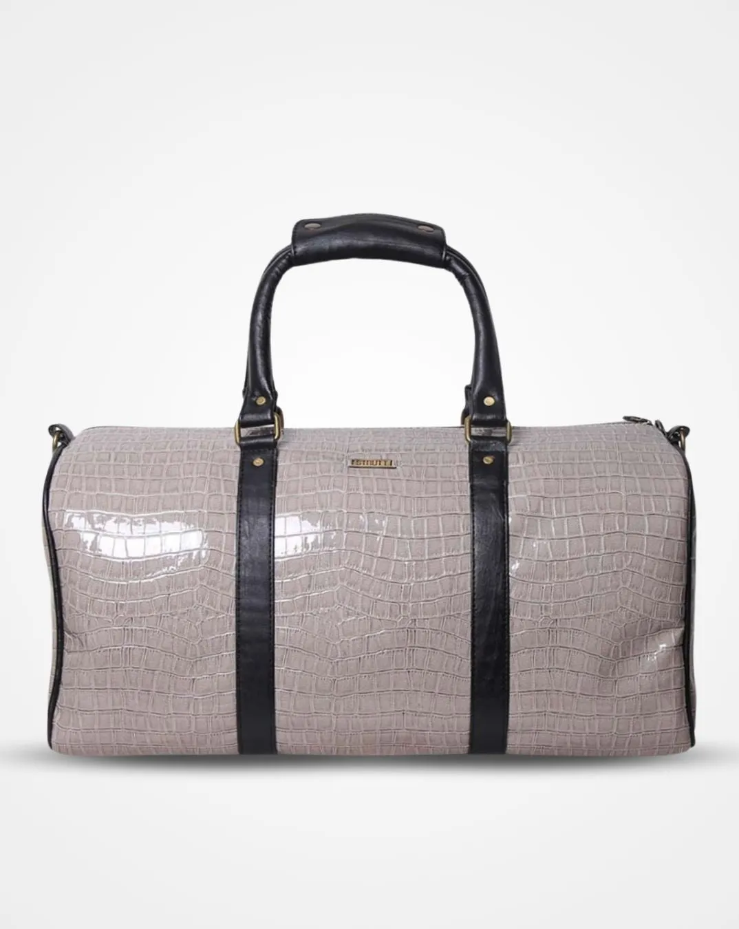 Grey Croc Print and Black Duffel / Luggage Bag