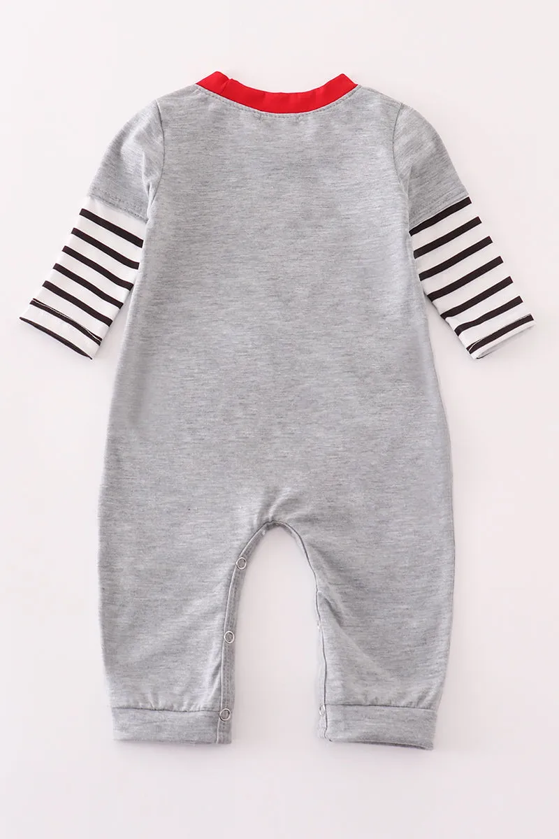 Grey farm applique boy romper