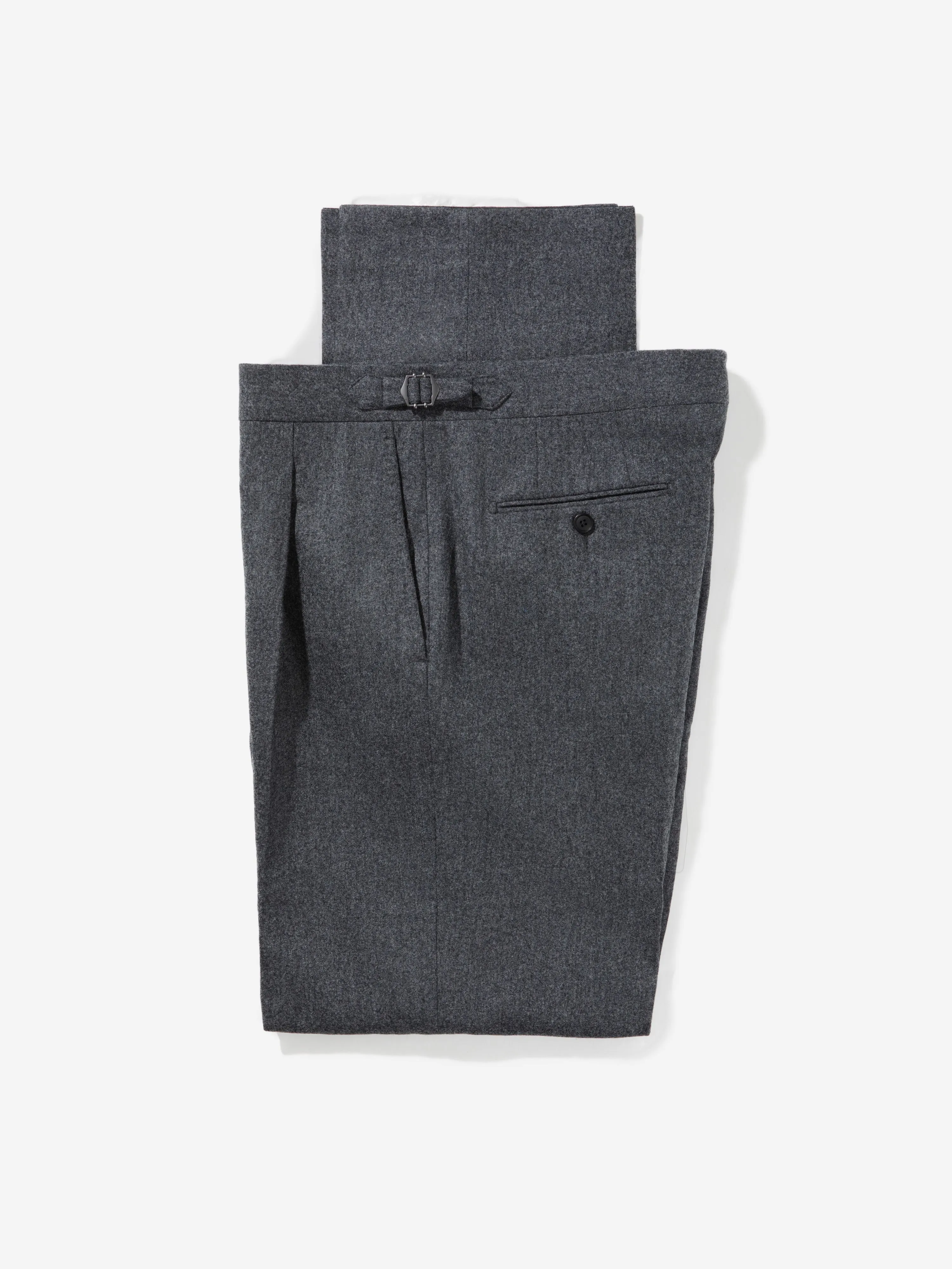 Grey Flannel Wool Oscar Trousers (Wide Fit)