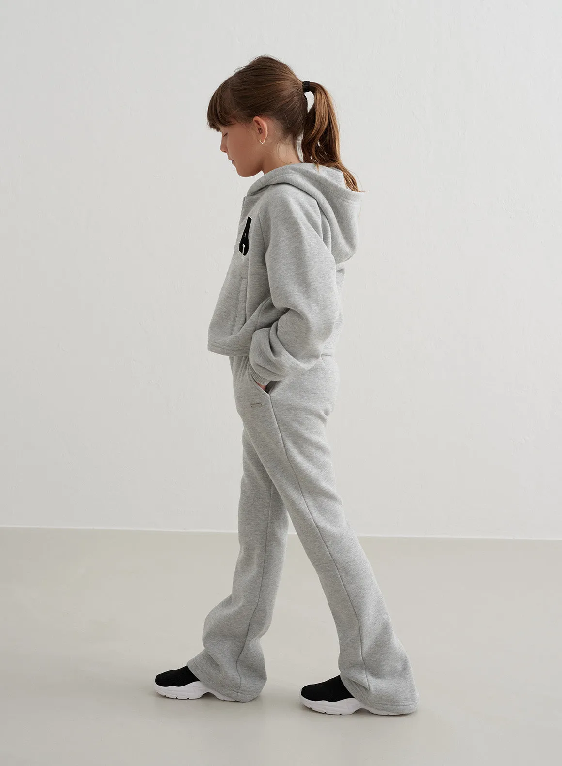 Grey Melange Young Flare Sweatpants