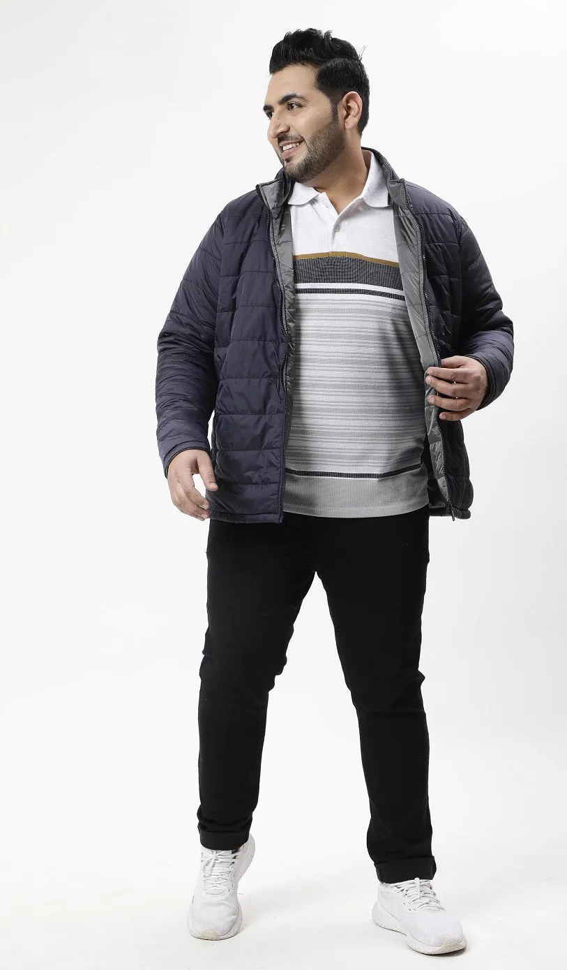 Grey Reversible Puffer Plus Size Jacket