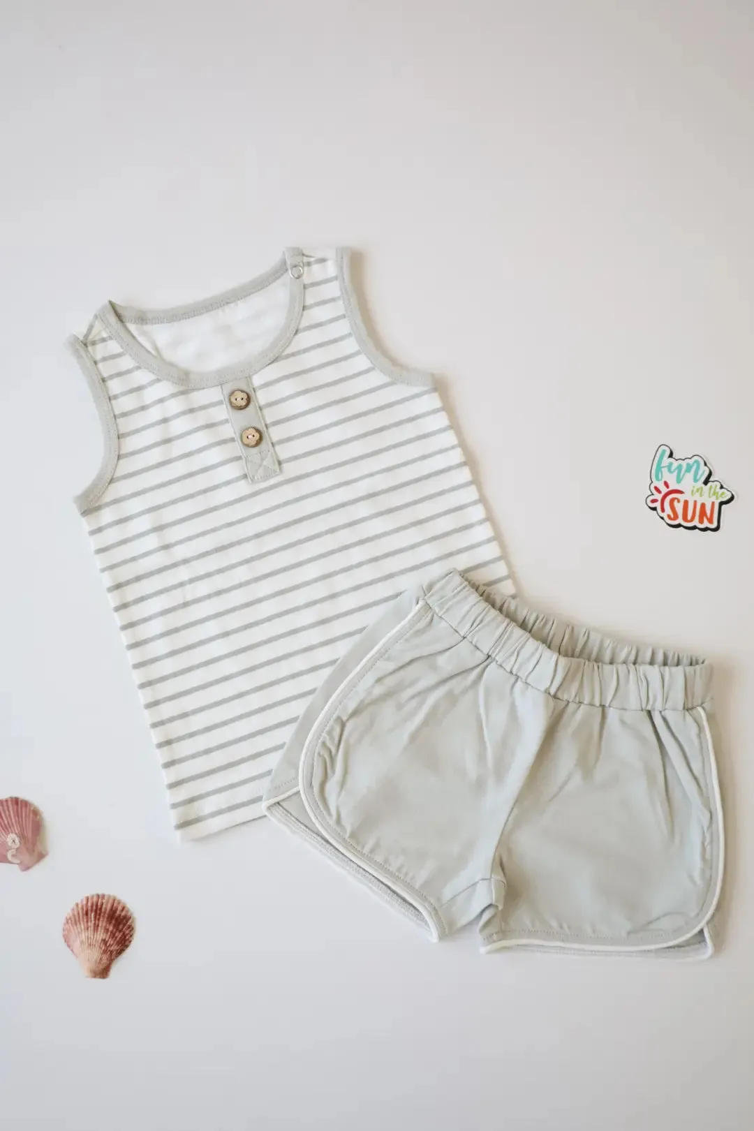 Grey Stripes-Boys Vest and Shorts