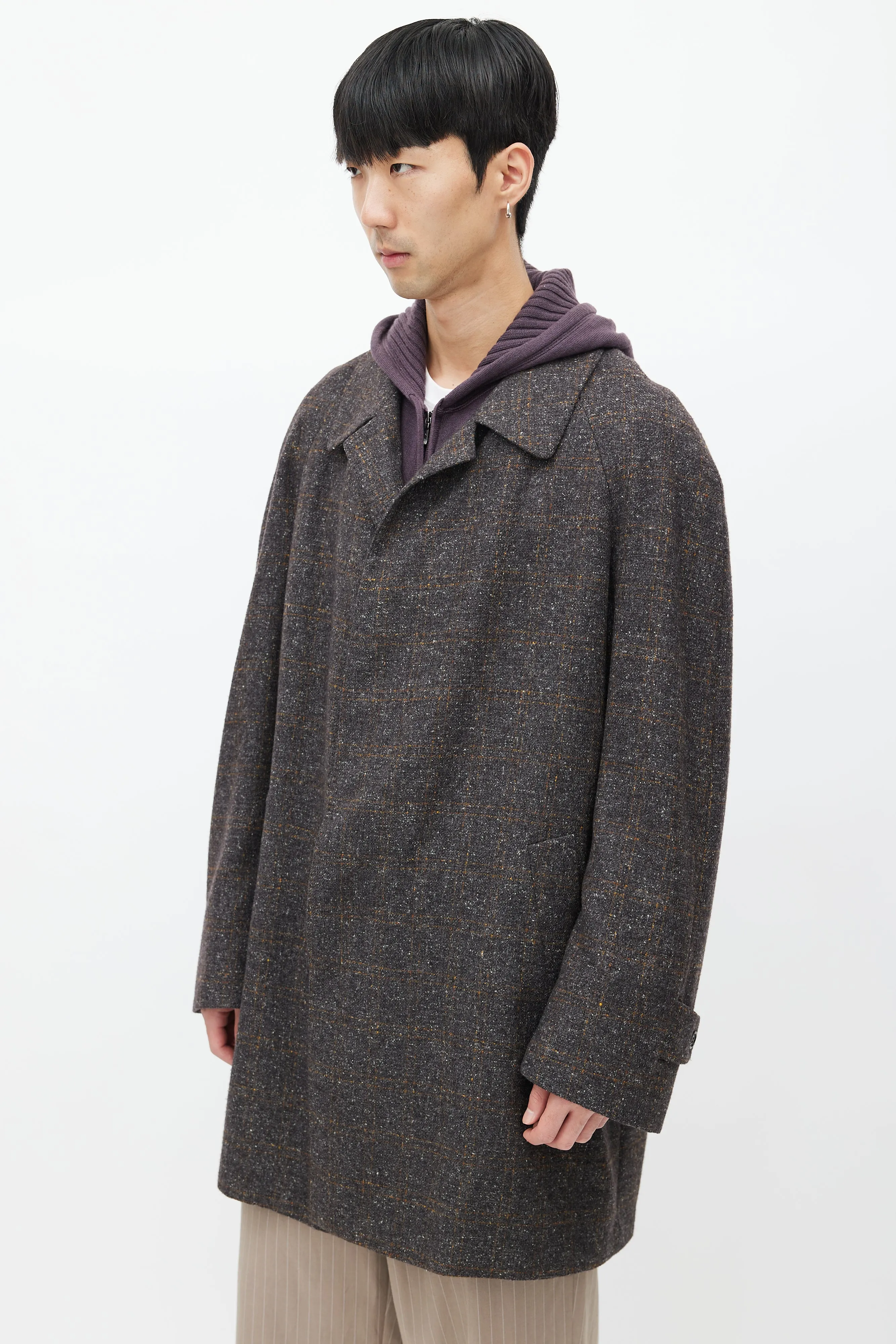 Grey Tweed Cashmere Coat