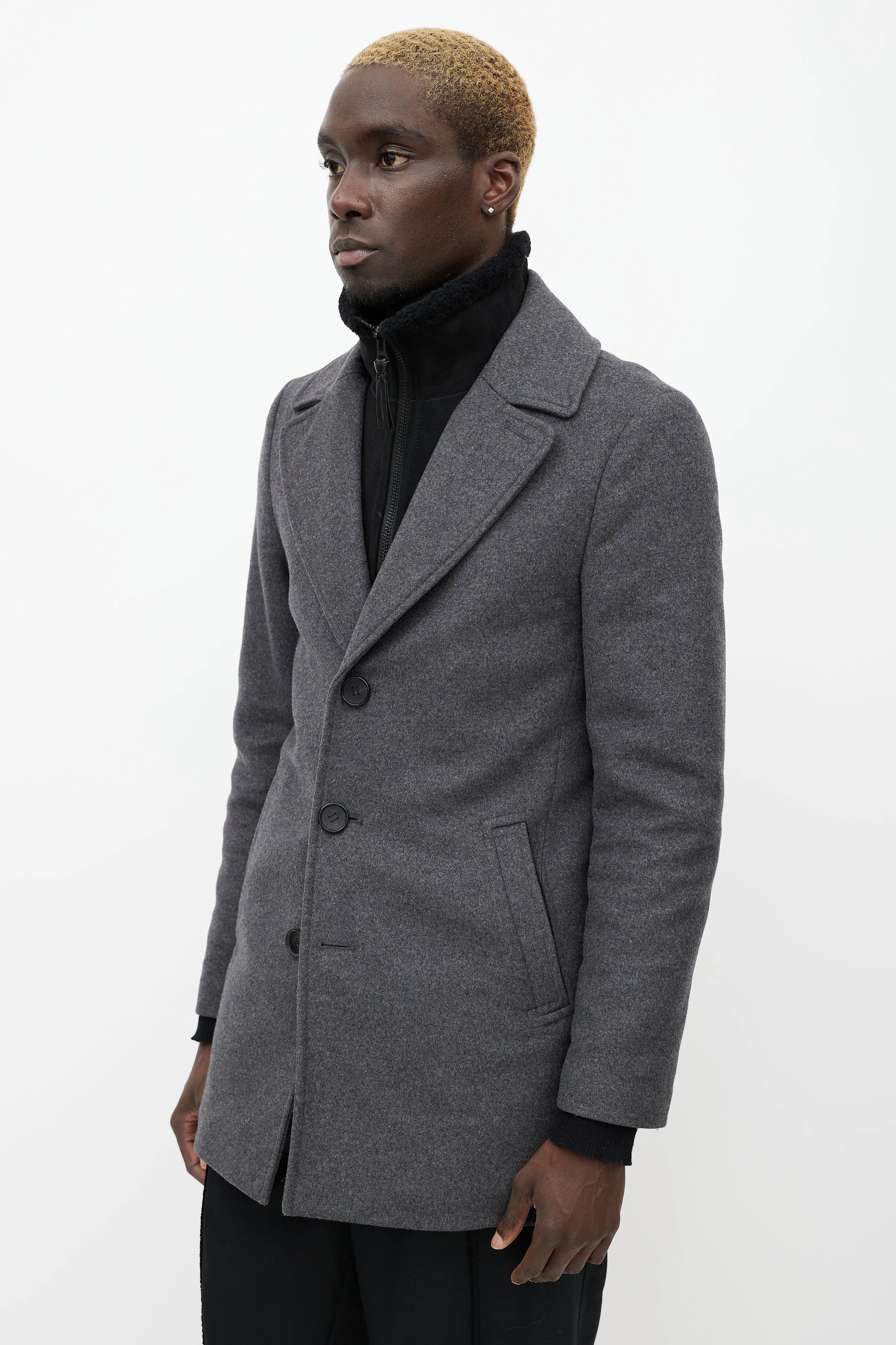 Grey Wool & Cashmere Blend Dillon Coat