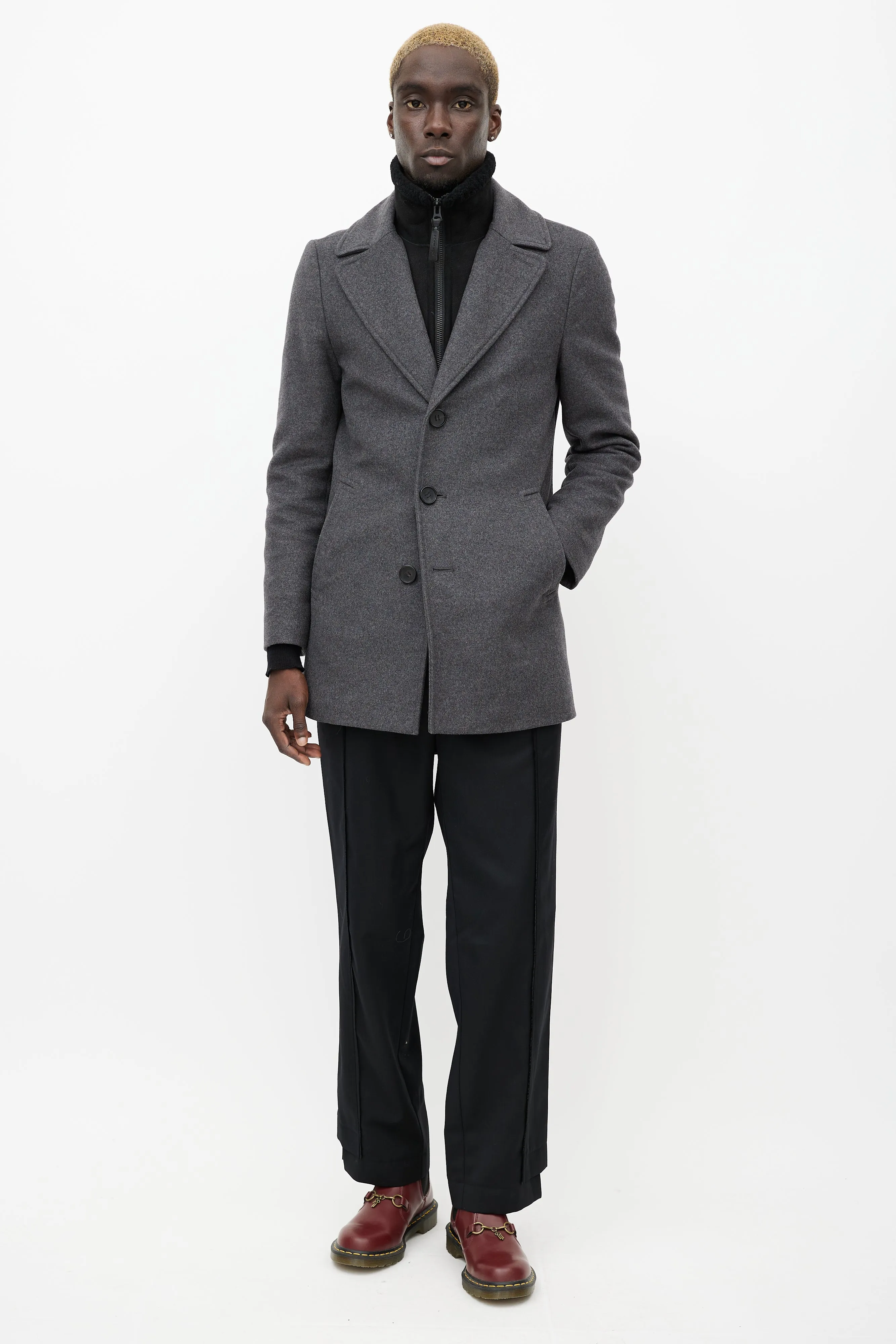 Grey Wool & Cashmere Blend Dillon Coat