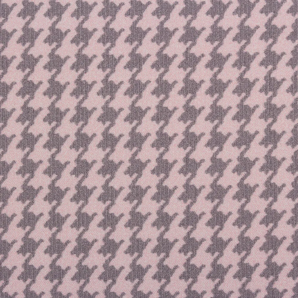 Grey/Pink Dogtooth Printed Silk Georgette