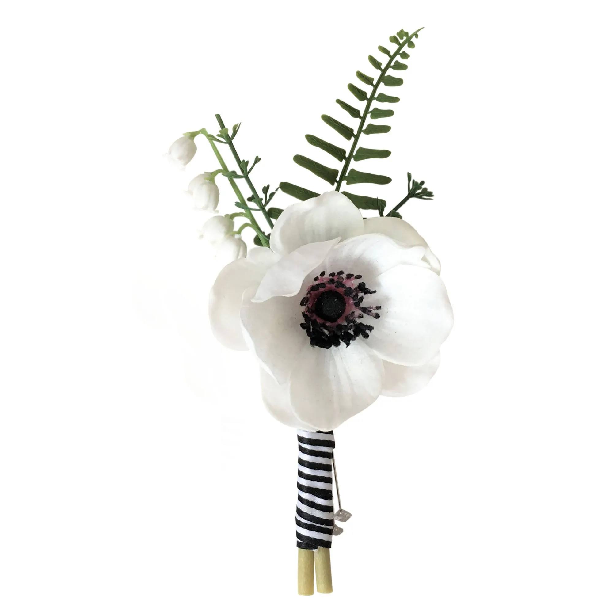 Grooms White Anemone Boutonniere