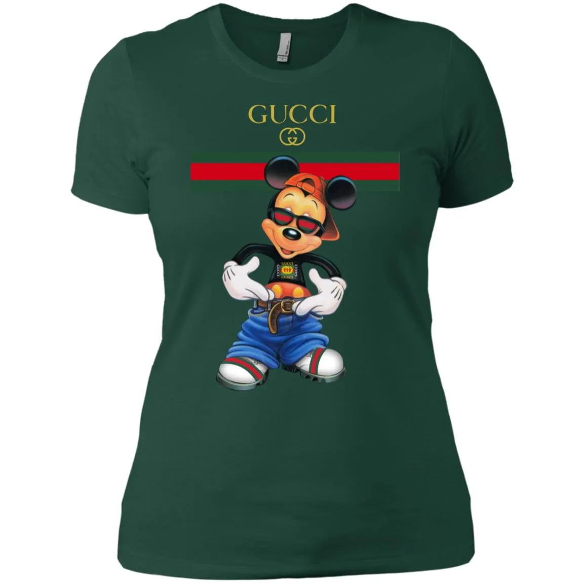 Gucci Logo Mickey Gift Trending T-shirt Women Cotton T-Shirt