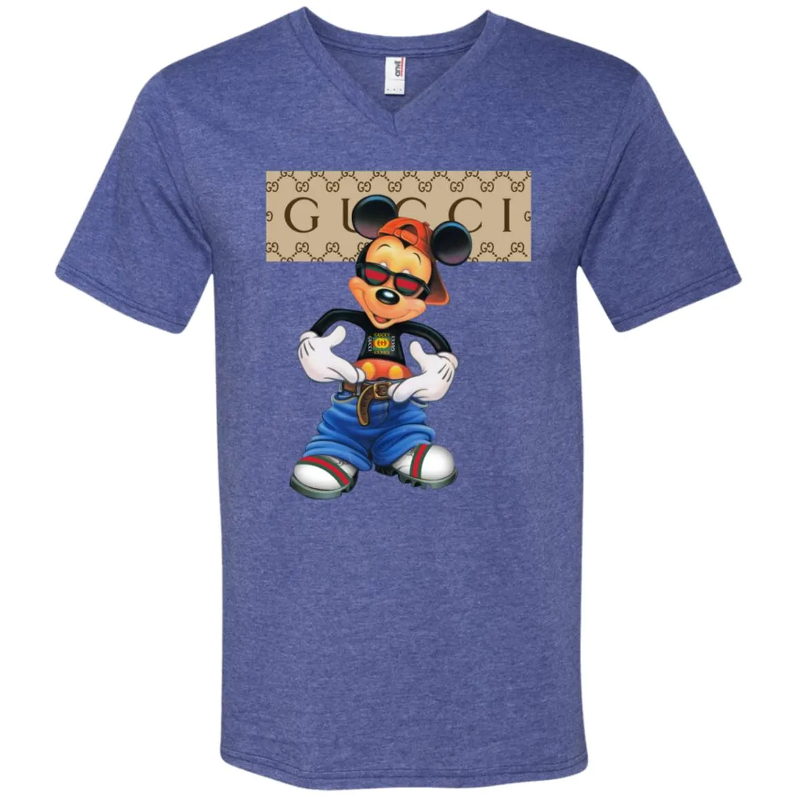 Gucci Logo Shirt Mickey Mouse T-shirt Men V-Neck T-Shirt