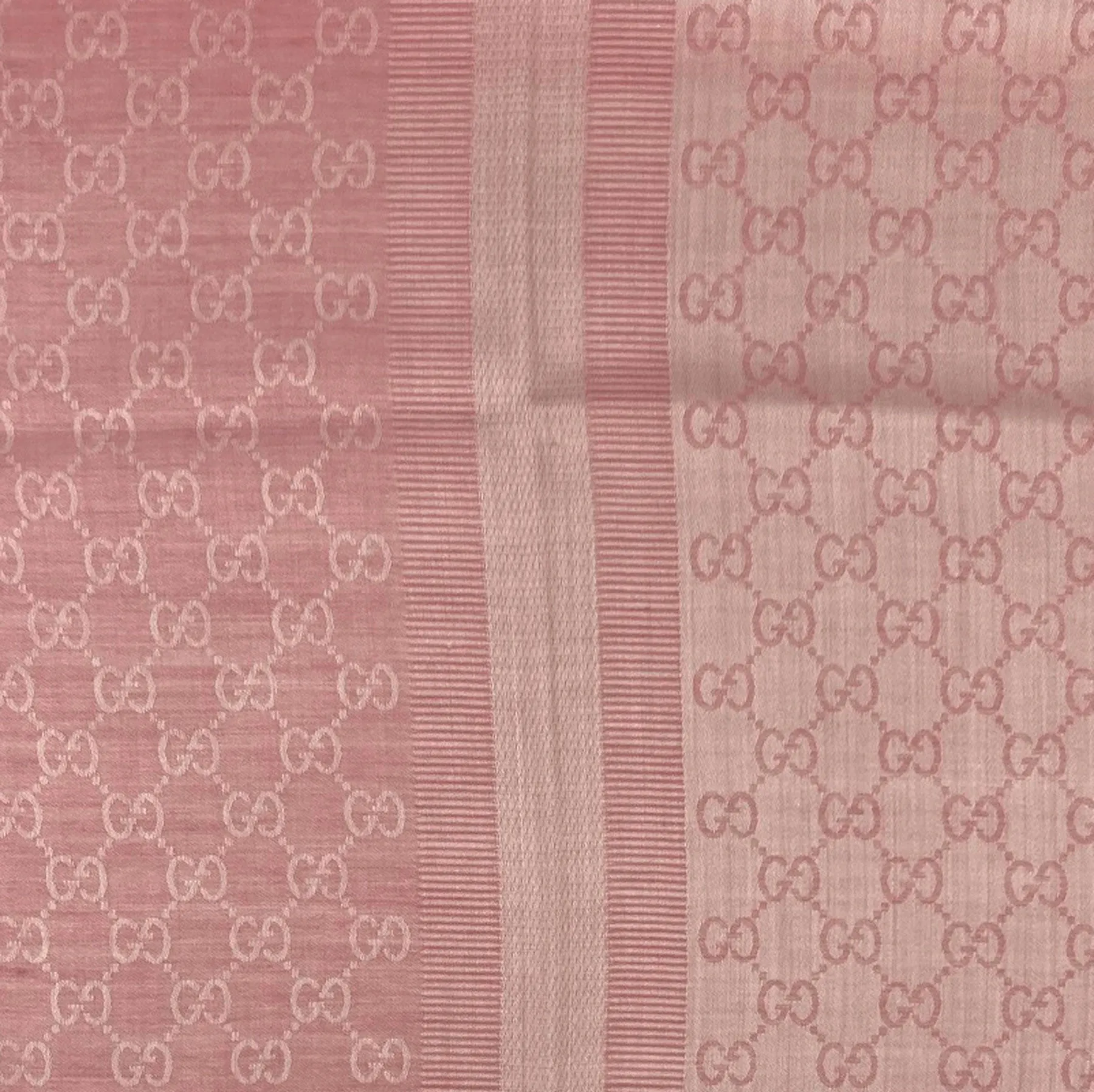 Gucci Scarf Pink GG Pattern Wool Silk Jacquard Shawl