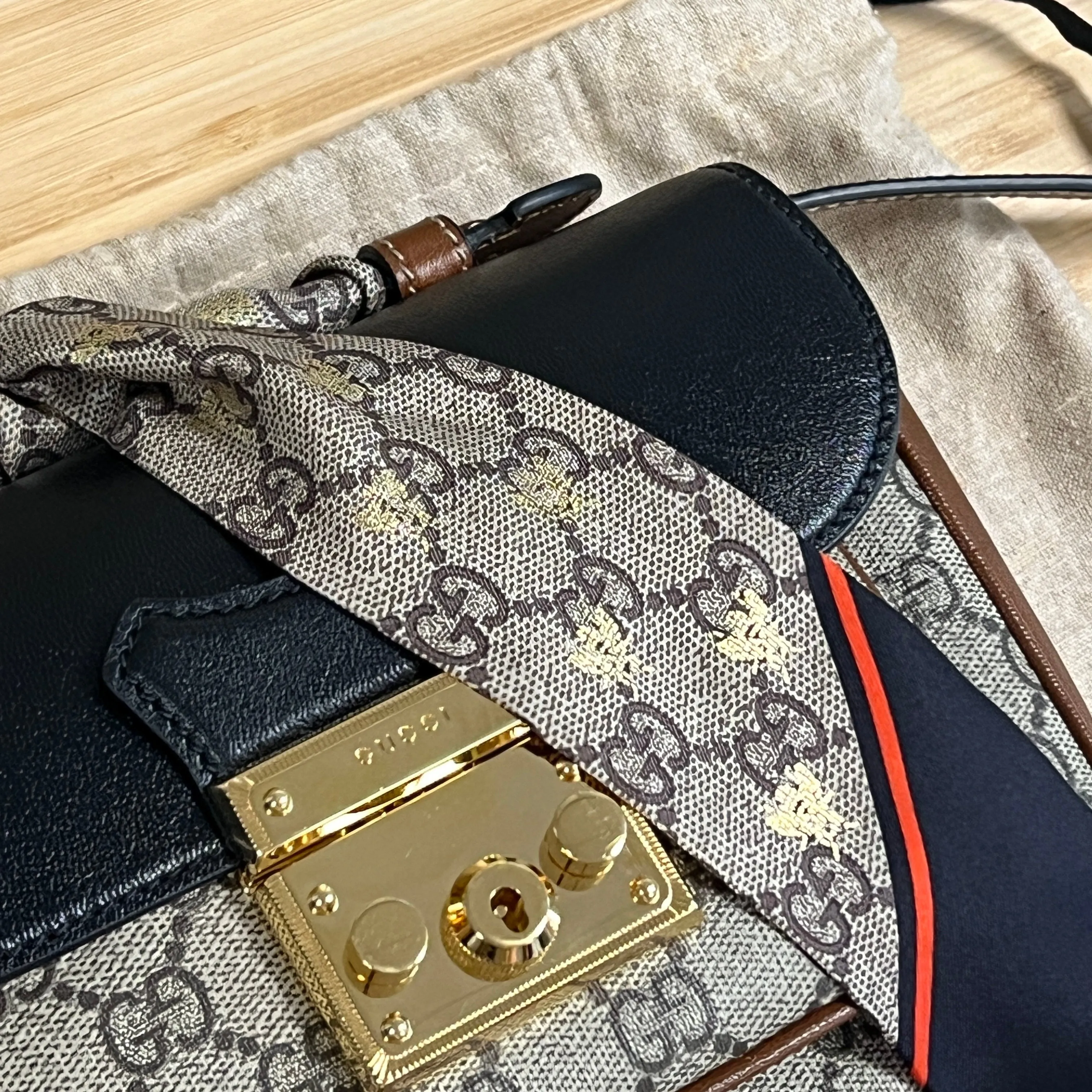 Gucci Supreme Padlock Crossbody & Wallet Set