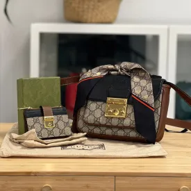 Gucci Supreme Padlock Crossbody & Wallet Set