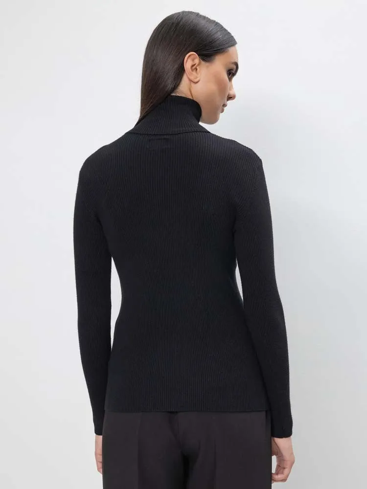 H Black Turtleneck Sweater