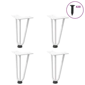 Hairpin Table Legs 4 pcs White 20 cm Solid Steel