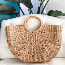 Half Moon Straw Tote