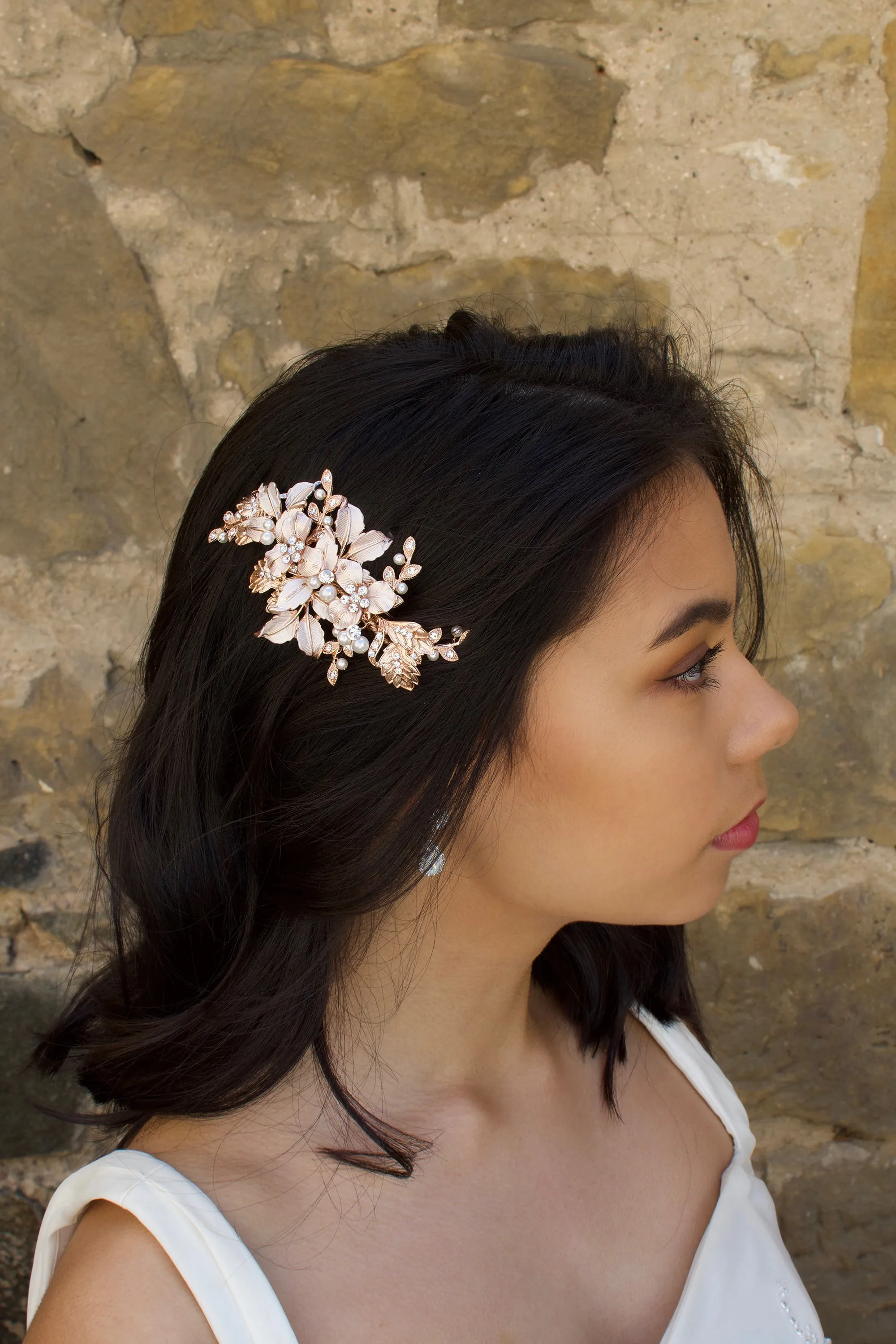 Hallie - Leaf Pearl Bridal Hair Clip