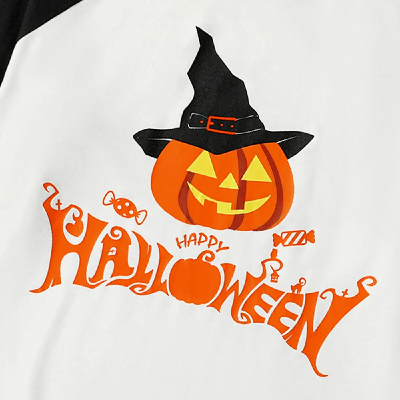 Halloween Family Matching  Dress Long-sleeve Letter & Pumpkin Lantern Print Spliced Dresses and Raglan-sleeve T-shirts Sets