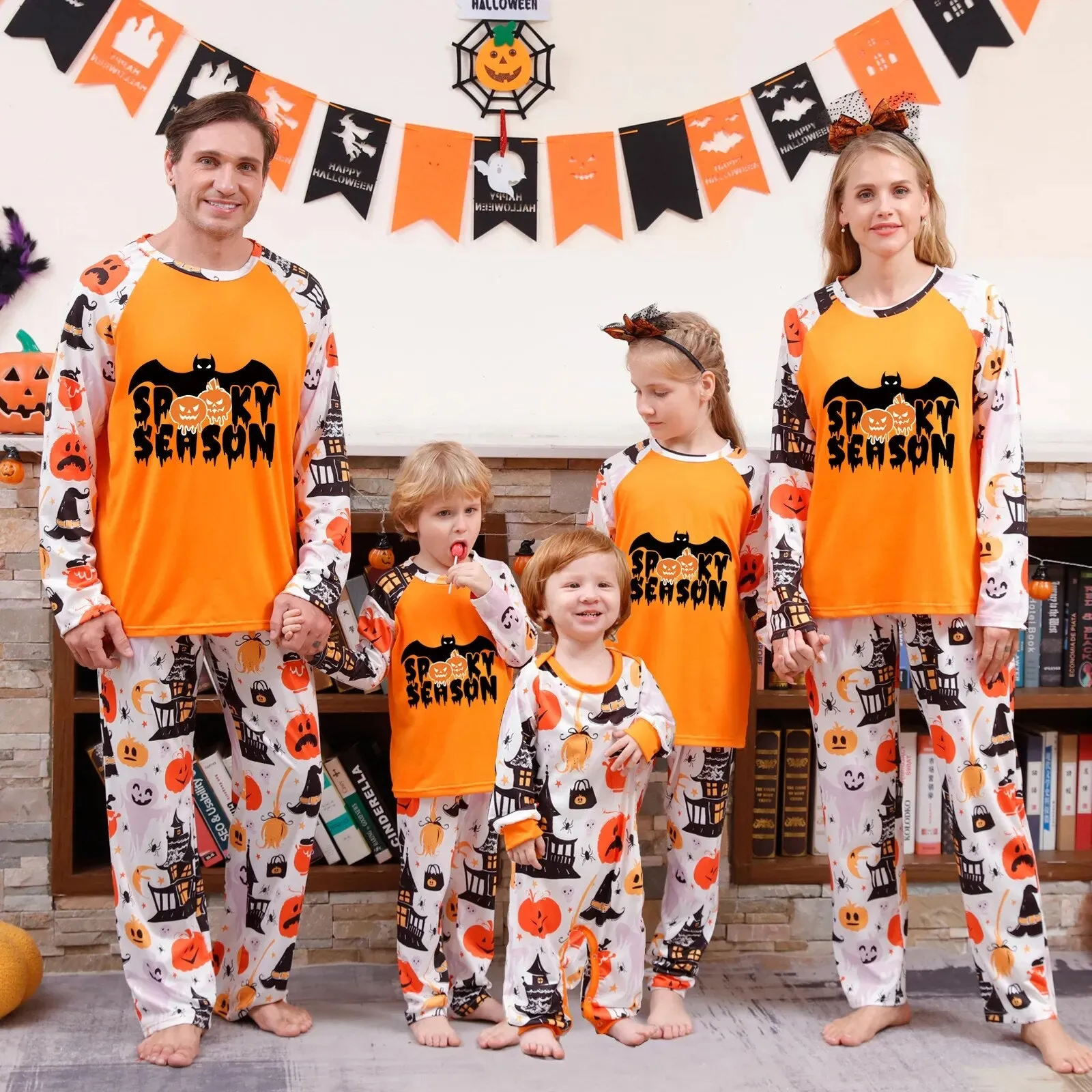 Halloween Family Pajama Trick or Treat Boo Matching Halloween Skull Print Sleepwear Family Look Pyjamas