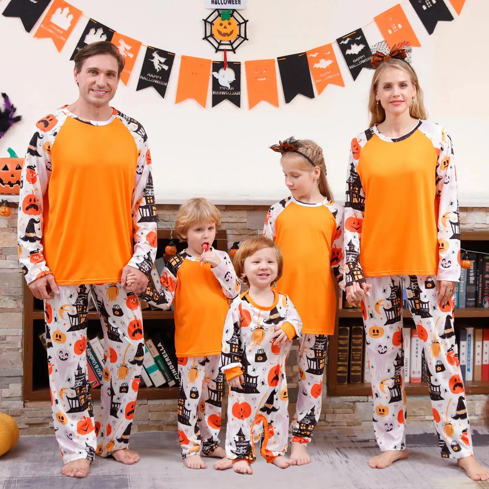 Halloween Family Pajama Trick or Treat Boo Matching Halloween Skull Print Sleepwear Family Look Pyjamas