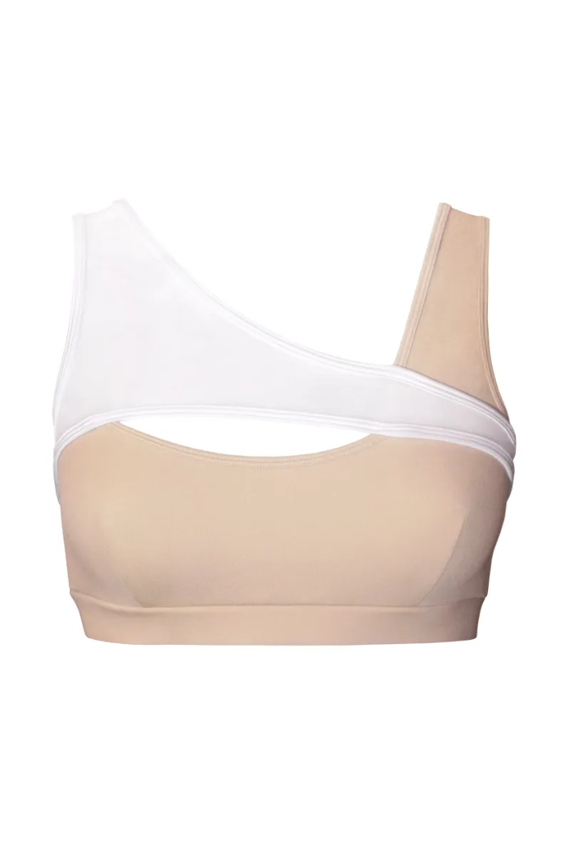 Hamade Activewear Asymmetric Top - Beige