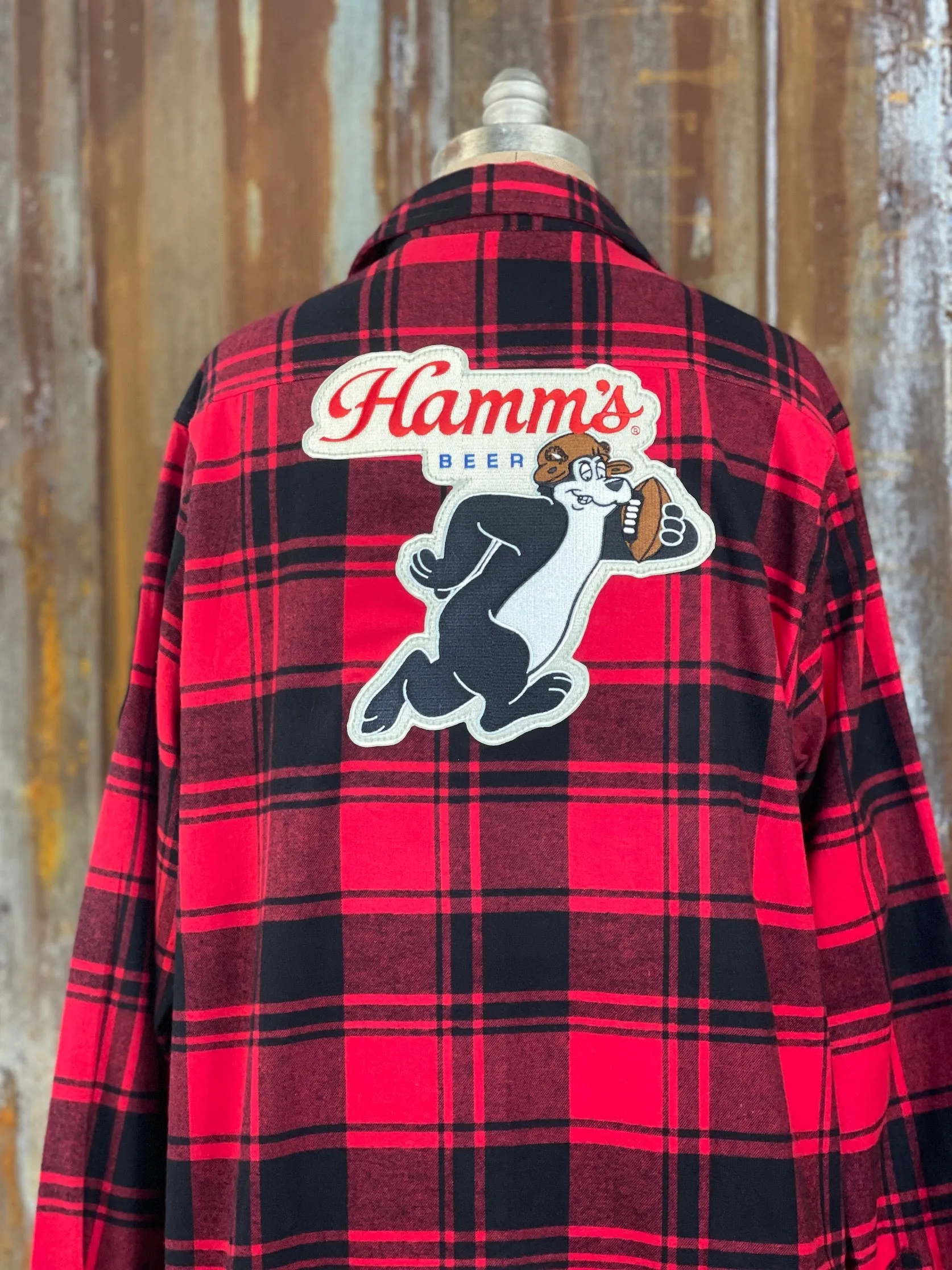 Hamm's Football Bear Flannel- Classic Red/ Black