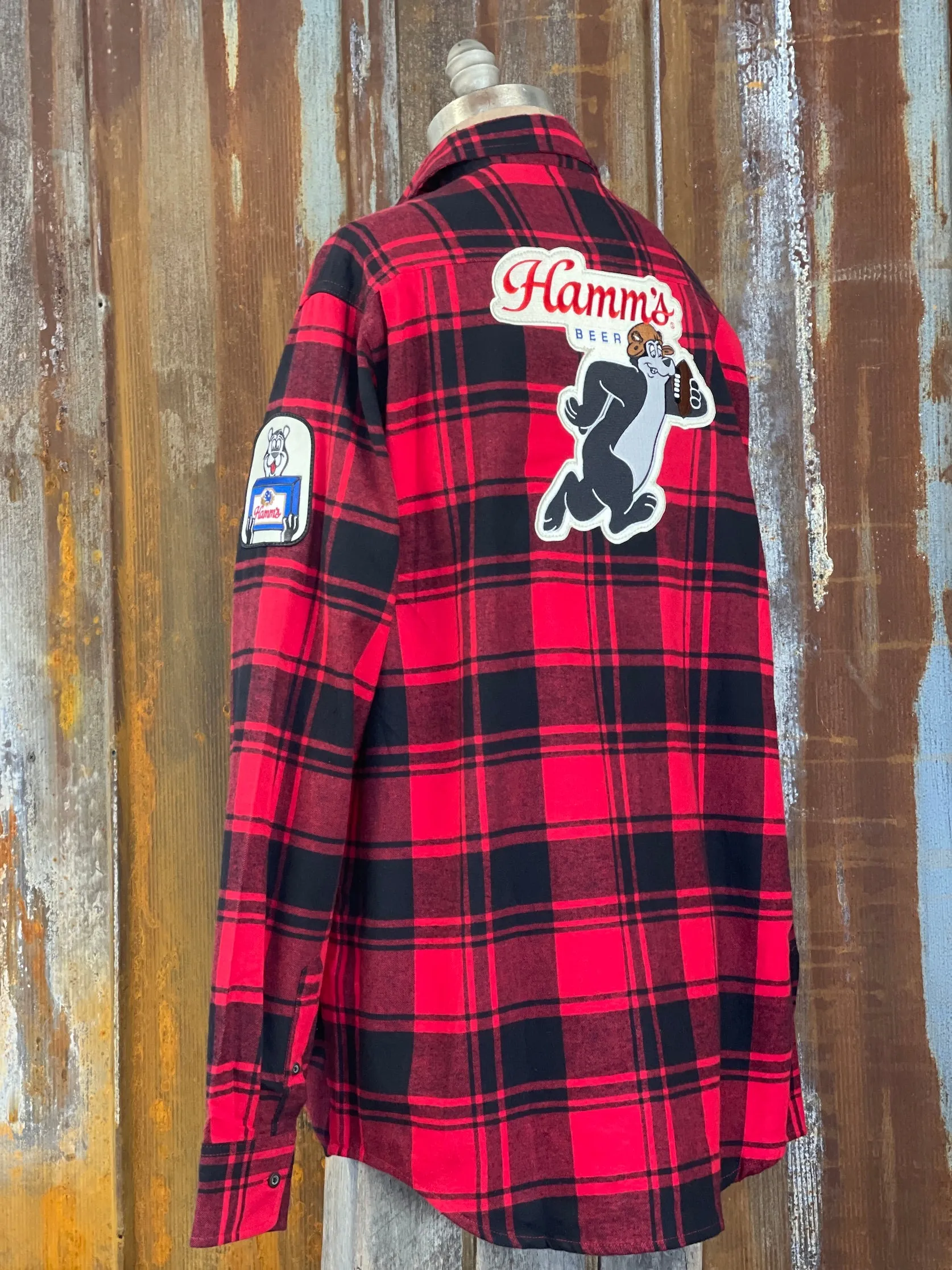 Hamm's Football Bear Flannel- Classic Red/ Black