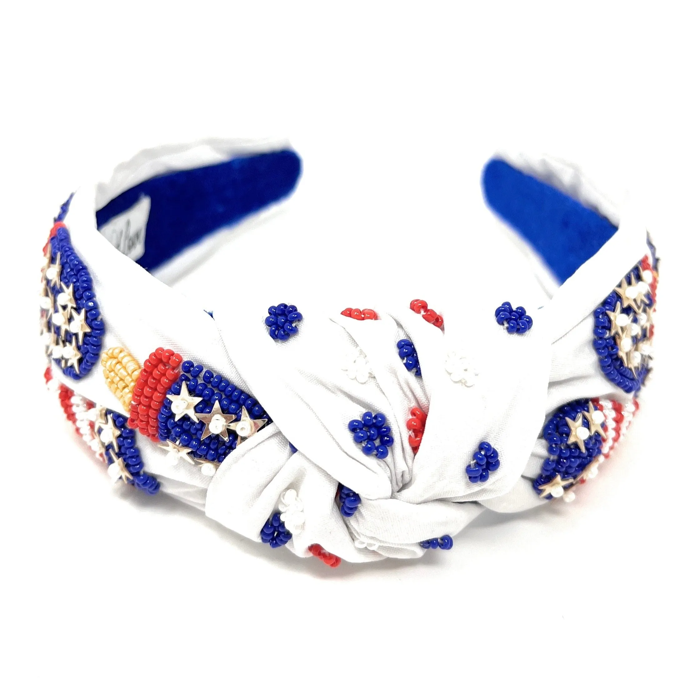 Hand Beaded USA Ice Cream Knot Headband