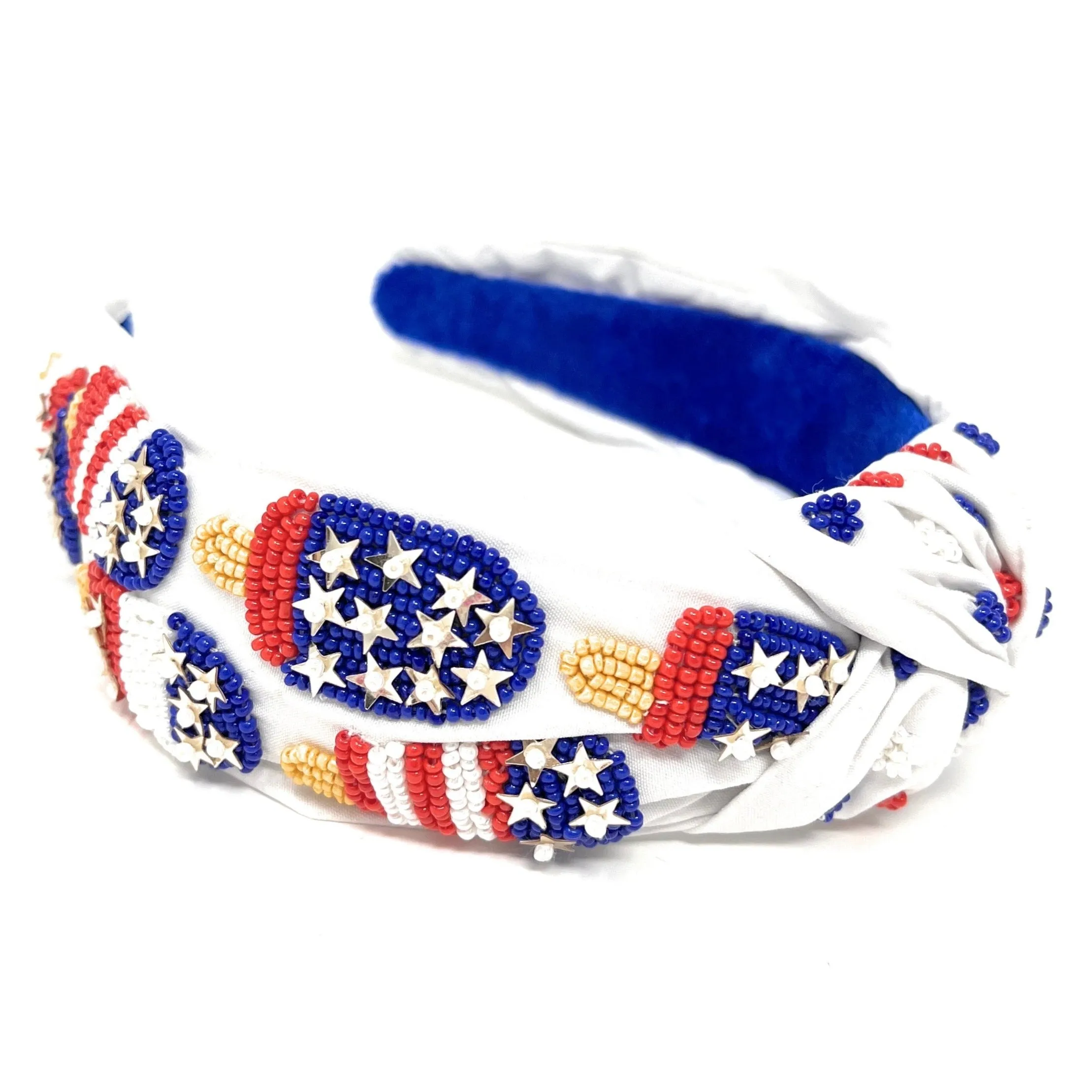 Hand Beaded USA Ice Cream Knot Headband